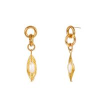 Zinc Alloy Drop Earring, with ABS Plastic Pearl, gold color plated, vintage & for woman 