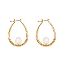 Zinc Alloy Leverback Earring, with ABS Plastic Pearl, gold color plated, for woman 