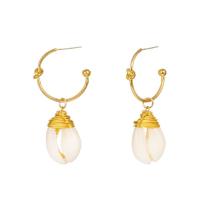 Zinc Alloy Drop Earring, with Shell, gold color plated, handmade & for woman 