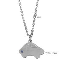 Stainless Steel Jewelry Necklace, Car, oval chain & for woman & with rhinestone, original color 2mm Approx 19.5 Inch 