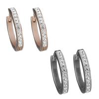 Stainless Steel Huggie Hoop Earring, with Rhinestone Clay Pave, plated, for woman 