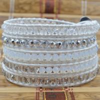 Wrap Bracelets, Crystal, with PU Leather, Round, Unisex & , 4mm cm 