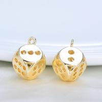 Brass Jewelry Pendants, Dice, real gold plated, DIY, 15*11.5mm Approx 3.5mm 
