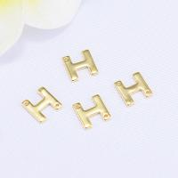 Letter Brass Pendants, Letter H, real gold plated, DIY, 7*7mm Approx 1mm 
