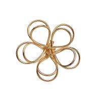 Brass Hair Accessories DIY Findings, Flower, real gold plated, hollow, 20mm 