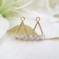 Cubic Zirconia Brass Pendants, with Cubic Zirconia, Triangle, real gold plated, 14*9.5mm Approx 1.5mm 