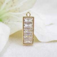 Rhinestone Brass Pendants, real gold plated, with rhinestone, 21*8mm Approx 1.5mm 