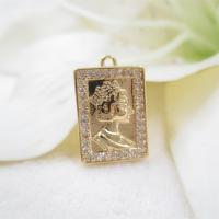 Rhinestone Brass Pendants, real gold plated, with rhinestone, 10*15.5mm Approx 1.2mm 
