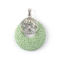 Lava Pendants, Round, silver color plated, for woman 42*32mm 