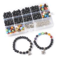 Multicolor Lava Perlen, mit Kunststoff, plattiert, umweltfreundliches Paket & verschiedene Stile für Wahl & für Frau, keine, 8-10mm, verkauft von Box