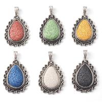 Lava Pendants, Copper Alloy, with Lava, platinum color plated, for woman 55*35mm 