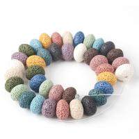 Multicolor Lava Perlen, flache Runde, plattiert, für Frau, keine, 15*10mm, verkauft von Strang