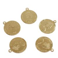 Brass Jewelry Pendants, Flat Round, gold color plated, nickel, lead & cadmium free Approx 2mm, Approx 