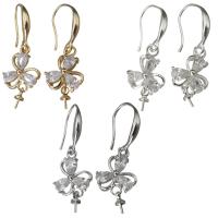 Brass Earring Drop Component, high quality plated & with cubic zirconia 32mm 0.5mm,1mm 
