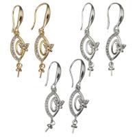 Brass Earring Drop Component, high quality plated & micro pave cubic zirconia 34mm 0.5mm,1mm 