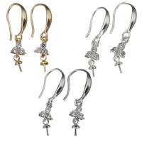 Brass Earring Drop Component, high quality plated & with cubic zirconia 27mm 0.5mm,1mm 