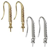 Brass Earring Drop Component, high quality plated & micro pave cubic zirconia 23mm 0.5mm,1mm 