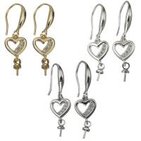 Brass Earring Drop Component, Heart, high quality plated & micro pave cubic zirconia 30mm 0.5mm,1mm 