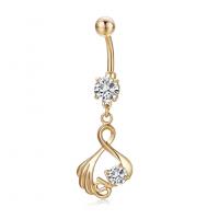 Brass Piercing Barbell, plated, micro pave cubic zirconia & for woman 