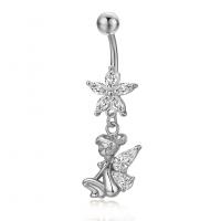 Brass Piercing Barbell, Fairy, plated, micro pave cubic zirconia & for woman 