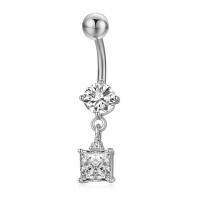 Brass Piercing Barbell, plated, for woman & with cubic zirconia 