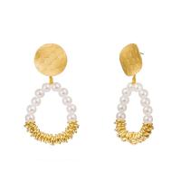 Zinc Alloy Drop Earring, with ABS Plastic Pearl & Iron, gold color plated, for woman 