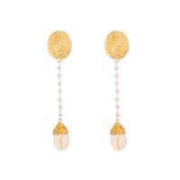 Zinc Alloy Drop Earring, with ABS Plastic Pearl & Shell, gold color plated, for woman 