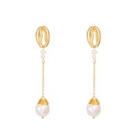 Zinc Alloy Drop Earring, with ABS Plastic Pearl, gold color plated, fashion jewelry & for woman 