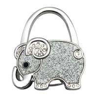Zinc Alloy Bag Hanger, with Plastic, Elephant, plated, portable & Collapsible & anti-skidding & micro pave rhinestone 