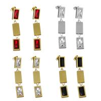 Stainless Steel Drop Earring, with Rhinestone & Resin, plated, for woman 49mm 