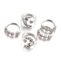 Zinc Set anillo de aleación, aleación de zinc, anillo de dedo, 5 piezas & para mujer & con diamantes de imitación, 5PCs/Set, Vendido por Set