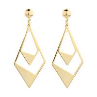 Zinc Alloy Drop Earring, Rhombus, gold color plated, fashion jewelry & for woman, 61*21mm 