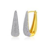 Brass Lever Back Earring, plated, micro pave cubic zirconia & for woman, 22*14mm 