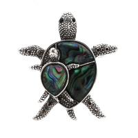Abalone Shell Brooch, with Zinc Alloy, Turtle, plated, fashion jewelry & Unisex, 45*40mm 