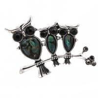 Abalone Shell Brooch, with Zinc Alloy, Owl, plated, fashion jewelry & Unisex, 48*36mm 