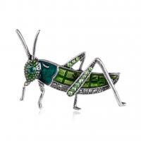Rhinestone Zinc Alloy Brooch, with enamel, Insect, for woman & with rhinestone, green 