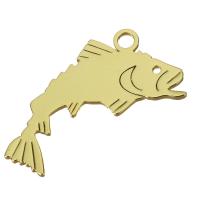 Латунные Подвески в форме животного, Латунь, Рыба, плакирован золотом, Высокое качество и никогда не выцветает отверстие:Приблизительно 2.5mm, продается PC