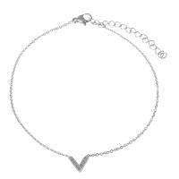 Bracelets en acier inoxydable, avec 2Inch chaînes de rallonge, chaîne ovale & pour femme & avec strass, couleur originale 1.5mm Environ 8.5 pouce, Vendu par brin