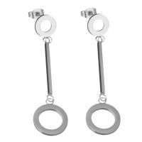 Stainless Steel Drop Earring, Donut, fashion jewelry & for woman, original color 56mm 