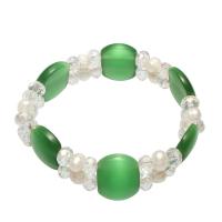Зеленый авантюрин браслет, с Пресноводные жемчуги & Стеклянный бисер, натуральный, Женский, зеленый, 5mm,16mm, длина:Приблизительно 7.5 дюймовый, продается Strand