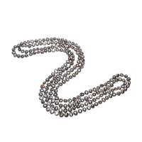 Пресноводные перлы ожерелье цепи свитера, Пресноводные жемчуги, с Стеклянный бисер, Форма картофеля, Женский, амарант длина:Приблизительно 63 дюймовый, продается Strand