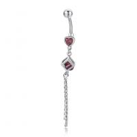 Brass Piercing Barbell, with 316L Stainless Steel, Cube, plated, micro pave cubic zirconia & for woman 