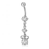 Brass Piercing Barbell, plated, micro pave cubic zirconia & for woman 