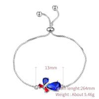 Cubic Zirconia Brass Bracelets, Butterfly, platinum plated, box chain & for woman & with cubic zirconia, 13mm Approx 10.4 Inch 