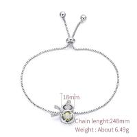 Cubic Zirconia Micro Pave Brass Bracelet, Calabash, platinum plated, box chain & micro pave cubic zirconia & for woman, 18mm Approx 9.4 Inch 