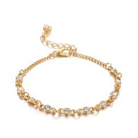 Zinc Alloy Rhinestone Bracelets, with 5cm extender chain, gold color plated, three pieces & twist oval chain & oval chain & for woman & with rhinestone Approx 7.29 Inch, Approx 7.49 Inch 