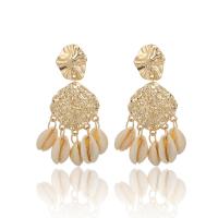 Zinc Alloy Drop Earring, with Shell, gold color plated, fashion jewelry & for woman, 65mm 