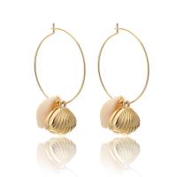 Zinc Alloy Drop Earring, with Shell, gold color plated, fashion jewelry & for woman, 45mm 