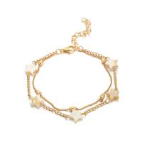 Zinc Alloy Anklet, with Resin, with 5cm extender chain, Star, gold color plated, Double Layer & twist oval chain & for woman Approx 7.68 Inch 