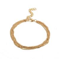 Zinc Alloy Anklet, with 5cm extender chain, gold color plated, multilayer & twist oval chain & ball chain & for woman Approx 7.68 Inch 